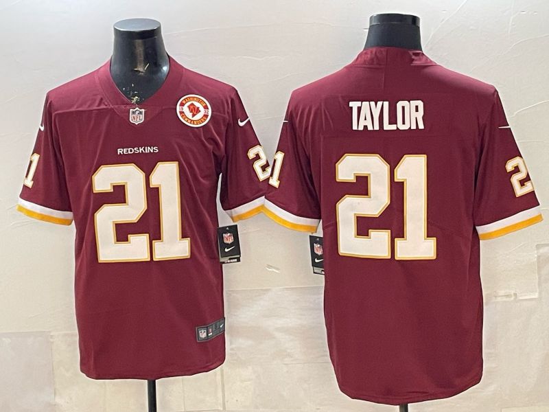 Men 2026 Washington Redskins #21 Taylor Red Limited Nike NFL Jersey style 02